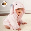 100% Cotton terry kids bathrobe with hooded animal cute baby bath towel baby bathrobes