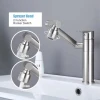 1080 Degree Swivel Bathroom Faucet with Big Angle Rotate Spray Dual Function Single Handle Vanity Lavatory Faucet Brushed Nickel