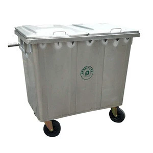 1100L stainless steel garbage container street waste bin with wheels