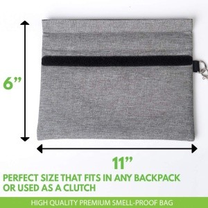 11x6 inch Pouch with Rolling HOOK &amp; LOOP 100% Odorless Hemp Bag for Weed Smoking Accessories