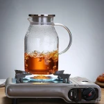 1500ml/2200ml high borosilicate glass water teapot kettle with stainless steel  lid