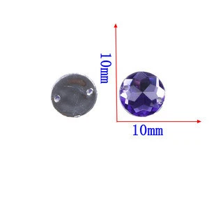2 Holes Rhinestone Sliver Flatback Acrylic Crystal rhinestone 10*10mm Round Shape Crystal For Clothes Decoration