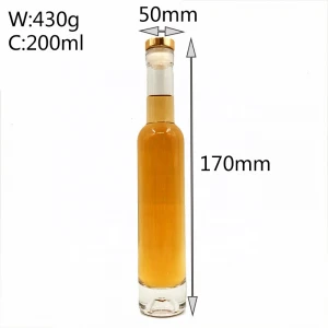 200ml custom clear glass wine bottles for vodka tequila with cork