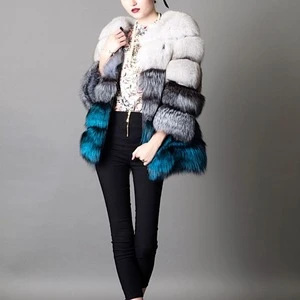 2017/2018 Wholesale New Style Multi Color Real Fox Fur Strip Coat with Factory Cheap Price
