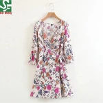 2018 beach wear  woman long dress fashion flower girl print summer lady casual dress