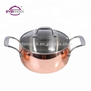 2019 new design rose gold triply copper cookware set