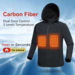 2020 Casual Zipper Standard Collar  Windproof Waterproof SoftShell 5V Powered Warm Detachable Hooded Heated Jacket