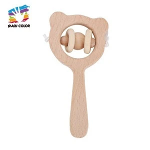 2020 High quality natural wooden infant teething rattle for wholesale W08K282