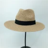 2020 High Quality  Woven Summer wide brim plain beach hat women panama fedora handmade Paper straw hat