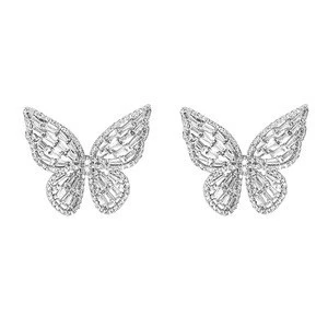 2020 New Design S925 Silver Stud Earrings Fashion Rhinestone Butterfly Stud Earrings