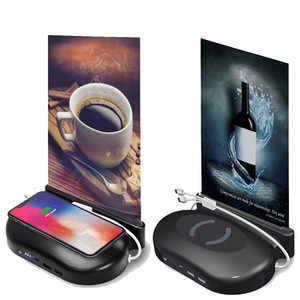 2020 patented product  restaurant menu holder  wireless powerbank charging station 20000mah with usb for hotel
