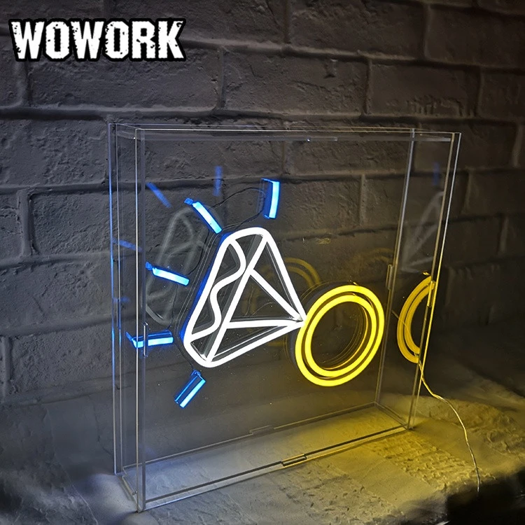 2020 WOWORK promotional wedding decoration party supplies RGB neon box sign with Acrylic clear board