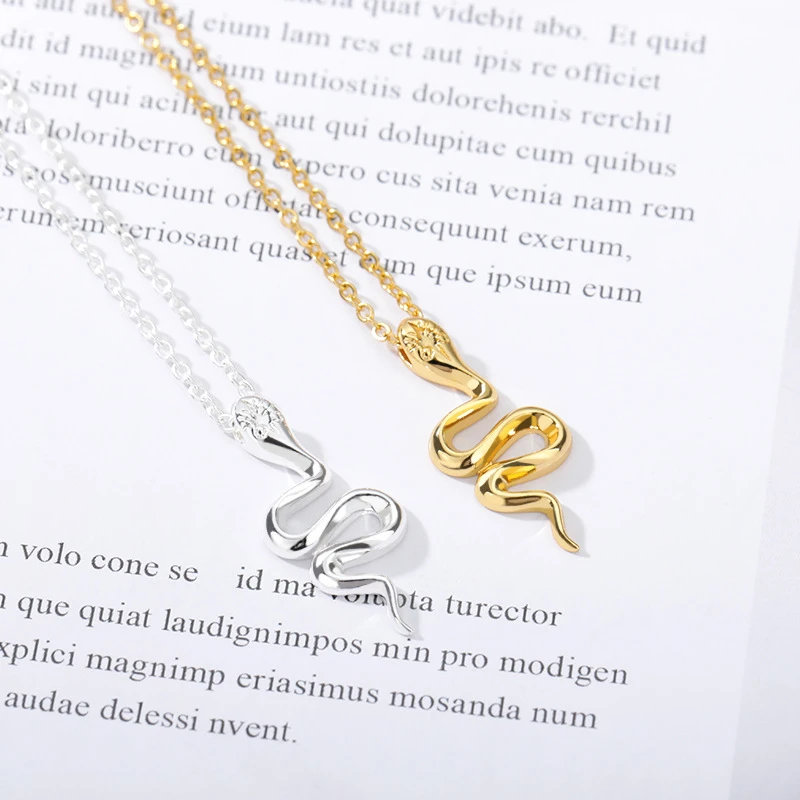 2021 18K Gold Filled Statement Chain Stainless Steel Jewelry Snake Pendant Necklaces