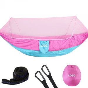 2021 New 290*140cm Parachute Cloth Automatic Quick-open Type Outdoor Camping Mosquito Net Hammock Anti-mosquito Hammock