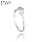 2021 New Design Silver Abalone Gemstone Ring Heart Shape Adjustable Wedding Ring