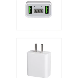 2021 New Phone Charger 2 Ports Led Display Wall Charger Mobile Phone Charger