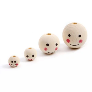 20mm Charm Hardwood smiley face doll head wood beads boys and girls wood products DIY children for jewelry making