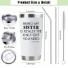 20oz BEING MY SISTER Stainless Steel Tumbler Double Wall Vacuum Insulated Travel Mug with Lid and Straw for Camping