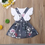 2pcs Trendy Baby Clothing Sets Girls Overalls Skirt And White Romper Set M90437
