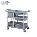 3 Tiers Restaurant Hotel Plastic Dish Plate Collect Serving Cart Trolley