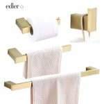 304 Stainless Steel 4 piece Square gold Bathroom accessory Set bathroom accessories sets