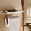 304 Stainless Steel Wall Mounted Paper Holder with Shelf Tissue Holder Bathroom Roll Paper Holder