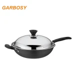 32-36cm Hard Anodized Wok With Stainless Steel Lid