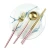 Import 3pcs Chopstick Fork Spoon 304 Stainless Steel Metal Gold Matte Polish Flatware Cutlery Set from China