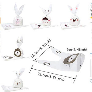 50 PCS Baby Shower Souvenir Cute Rabbit OPP Cookie Bakery Candy Biscuit Treat Gift DIY Plastic Bag
