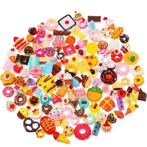 50 Pieces Slime Charms Mixed Food Cake Ice-Cream Chocolate Cookie Dessert Resin Flatback Slime Beads Making Supplies for DIY