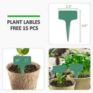 60 Packs 4 Inch Peat Pots Plant Starters for Seedling with 15 Pcs Plant Labels, Biodegradable Herb Seed Starter Pots Kits, Garde