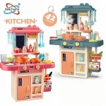 63CM Light UP Water Pretend Play Kids Cooking Table Set Kitchen Toy With Spray