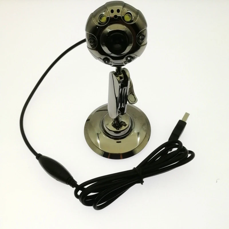 640*480 Pixels USB 2.0 Driverless Metal Webcam 6 leds microphone PC camera
