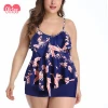 9Kiss New Design Plus Size Swimsuit Ruffle Swimwear Floral Print Bikinis Boxer Swimsuit Oversize Beachwear
