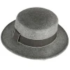ABPF Grey Wool Felt Wide Brim Winter Formal Bowler Hats With Ribbon