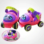 Adjustable Children Roller Skates With Safety Off Button Resistance Material Double Row 4 Wheels Skating Shoes