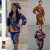 Import Amazon supplier African design hot style women v-neck lantern sleeve waist dress narrow waist cardigan dresses from China