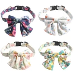 Amigo New Trends Adjustable Breakaway Buckle Custom Bow tie Neckties Puppy Dog Collar Fashion Cute Floral Bowknot Pet Collar