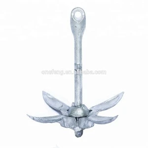 Anchor Kit for Canoes, Small Boats and Jet Skis - 3.3 lb Galvanized Iron Folding Grapnel Anchor