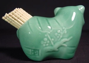 Antique Japanese Lucky Tiger Toothpick Holder