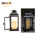 Antique Outdoor Black Wedding Decoration Flameless Hanging Light Iron Candle Lantern With Led Candle