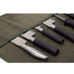 Army Green Portable Tool Pouch Waxed Canvas Knife Cases Chef Knifes Roll Bag