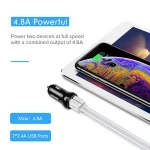 AZDOME Car Charger Mini Metal Dual USB Car Adaptor 4.8A Car Charger