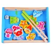 Baby Educational Toys 14Pcs Fish Wooden Magnetic Fishing Toy Set Fish Game Educational Fishing Toy
