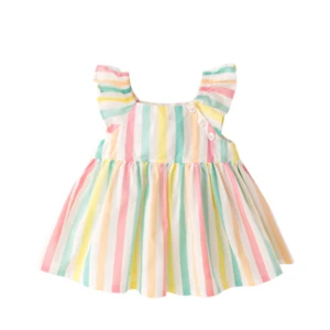 Baby Little Girl Skirt New 2019 Summer Dress Stripe/Solid Color Infant Short-sleeve lovely 100% Cotton Skirt