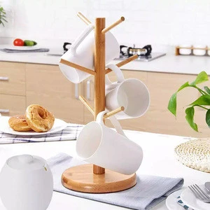 BAMBKIN mug holder trees  bamboo coffee cup holder drying shelf rack cup hanger for kitchen