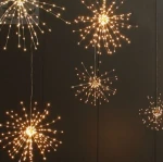 Battery Hanging Starburst String Light 120 LED DIY Firework Copper Fairy Garland christmas lights outdoor Twinkle Holiday Lights