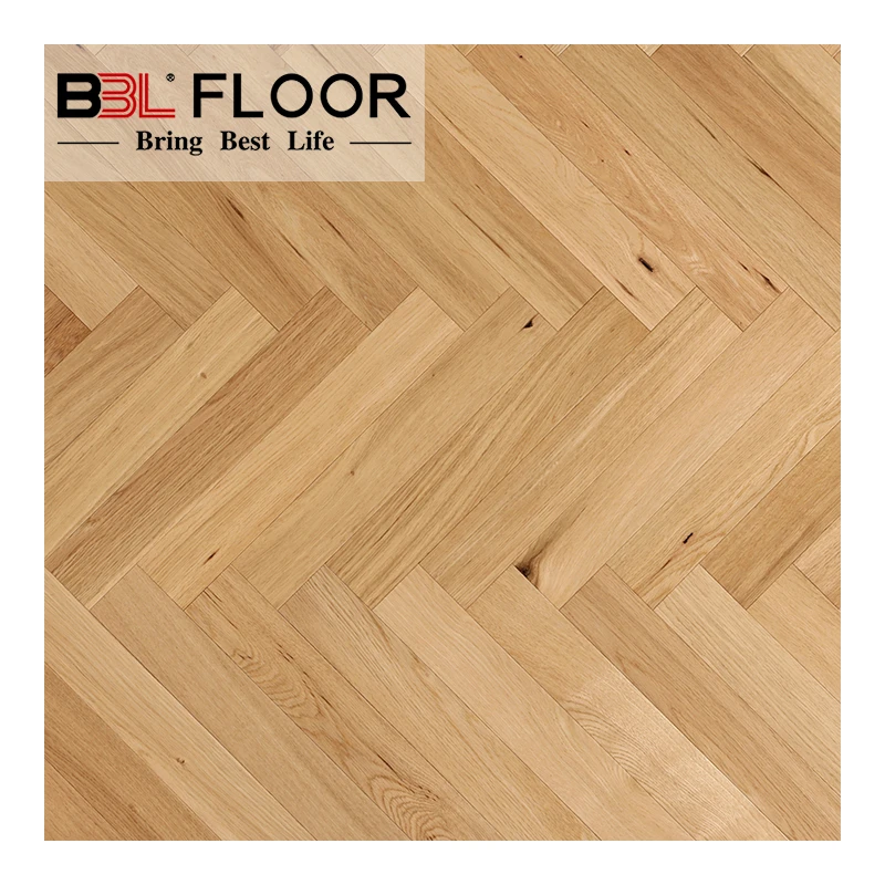BBL natural light color HDF + wood veneer herringbone engineered oak wood flooring