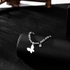 Beautiful Fashion Elegant Silver Color Stainless Steel Charm Bracelet Beads Butterfly Pendant Charm Bracelets