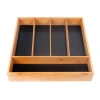 Best Quality Custom Size 5 Compartments Knife Drawer Multifunction Cutlery Organizer Bamboo Storage Tray